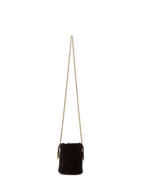 Черная бархатная стеганая сумка-мешок от Gucci