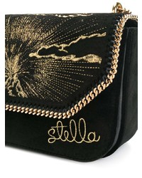 Черная бархатная сумка через плечо с вышивкой от Stella McCartney