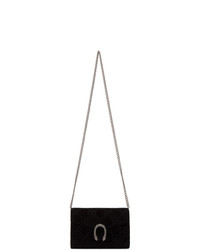 Черная бархатная сумка через плечо с принтом от Gucci