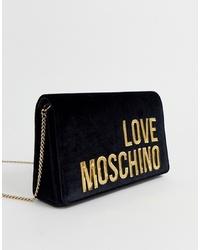 Черная бархатная сумка через плечо от Love Moschino
