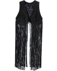 Женская черная безрукавка c бахромой от Plein Sud Jeans