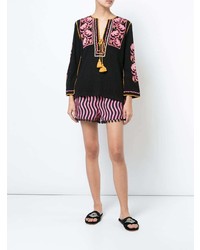 Черная блуза-крестьянка с вышивкой от Figue