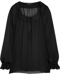 Черная блуза-крестьянка от Saint Laurent