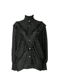Черная блуза на пуговицах в горошек от Alexa Chung