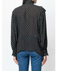 Черная блуза на пуговицах в горошек от Alexa Chung