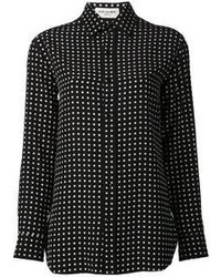 Черная блуза на пуговицах в горошек от Saint Laurent