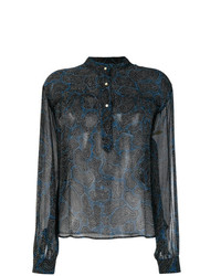 Черная блуза на пуговицах с принтом от Isabel Marant Etoile