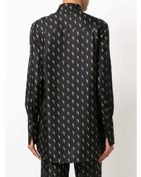 Черная блуза на пуговицах с принтом от Victoria Victoria Beckham