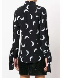 Черная блуза на пуговицах с принтом от Saint Laurent