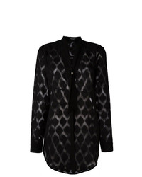 Черная блуза на пуговицах с узором зигзаг от Marcelo Burlon County of Milan