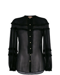 Черная блуза на пуговицах с украшением