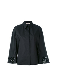 Черная блуза на пуговицах с украшением от Marni