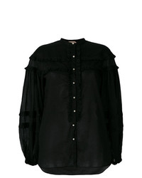 Черная блуза на пуговицах с украшением от N°21