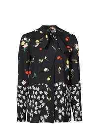 Черная блуза на пуговицах с цветочным принтом от Derek Lam