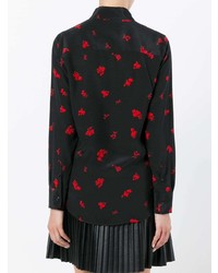 Черная блуза на пуговицах с цветочным принтом от Golden Goose Deluxe Brand