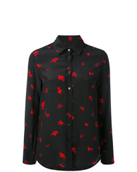 Черная блуза на пуговицах с цветочным принтом от Golden Goose Deluxe Brand
