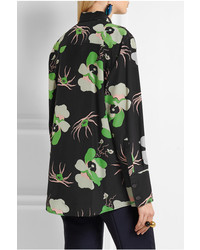 Черная блуза на пуговицах с цветочным принтом от Marni