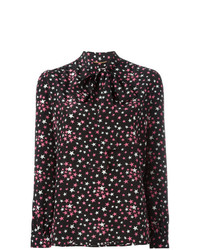 Черная блуза на пуговицах со звездами от Saint Laurent