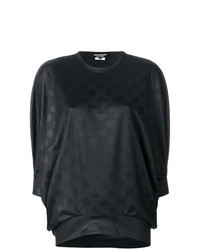 Черная блуза с коротким рукавом в горошек