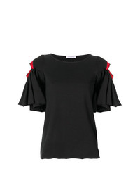 Черная блуза с коротким рукавом с вырезом от Vivetta