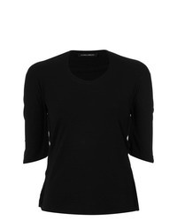Черная блуза с коротким рукавом с рюшами от Gloria Coelho