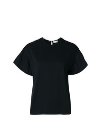 Черная блуза с коротким рукавом с украшением от RED Valentino