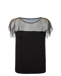 Черная блуза с коротким рукавом с украшением от Versace Collection