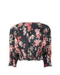 Черная блуза с коротким рукавом с цветочным принтом от Jill Stuart
