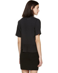 Черная блуза с коротким рукавом от MM6 MAISON MARGIELA
