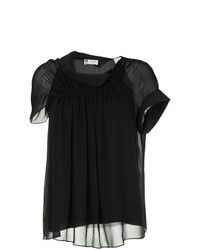 Черная блуза с коротким рукавом от Lanvin