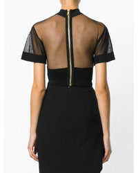 Черная блузка в сеточку от Balmain