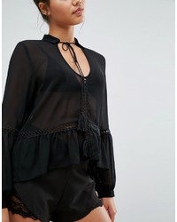 Черная блузка крючком от Missguided