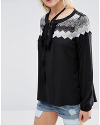 Черная блузка крючком от Hazel