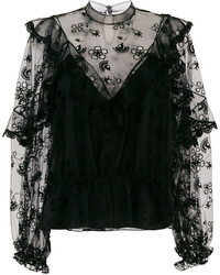 Черная блузка с вышивкой от Chloé
