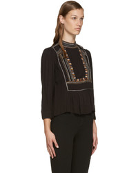 Черная блузка с вышивкой от Etoile Isabel Marant