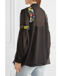 Черная блузка с вышивкой от Anna Sui
