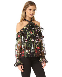 Черная блузка с вышивкой от Alexis