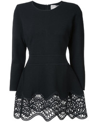 Черная блузка с вышивкой от Lela Rose