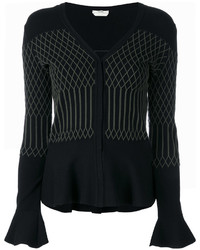 Черная блузка с геометрическим рисунком от Fendi