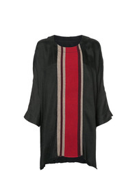 Черная блузка с длинным рукавом в вертикальную полоску от Uma Wang