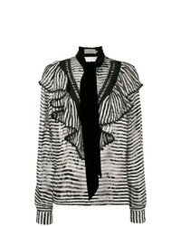 Черная блузка с длинным рукавом в горизонтальную полоску от Preen by Thornton Bregazzi