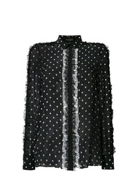 Черная блузка с длинным рукавом в горошек от Giambattista Valli