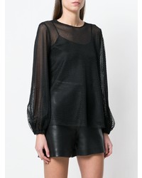 Черная блузка с длинным рукавом в сеточку от Sport Max Code