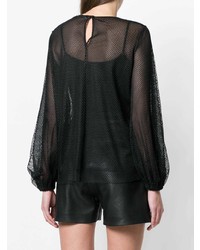 Черная блузка с длинным рукавом в сеточку от Sport Max Code