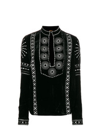 Черная блузка с длинным рукавом с вышивкой от Dodo Bar Or