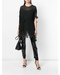 Черная блузка с длинным рукавом с вышивкой от Twin-Set