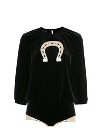 Черная блузка с длинным рукавом с принтом от Adriana Degreas