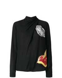 Черная блузка с длинным рукавом с принтом от Marco De Vincenzo