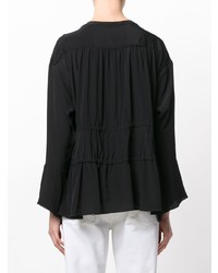 Черная блузка с длинным рукавом с рюшами от Boutique Moschino
