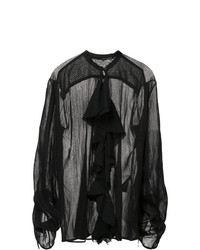 Черная блузка с длинным рукавом с рюшами от Isabel Benenato